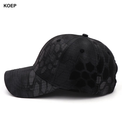 KOEP Black Python Camouflage Fishing Cap – Outdoor Hunting Cotton Snapback Hat