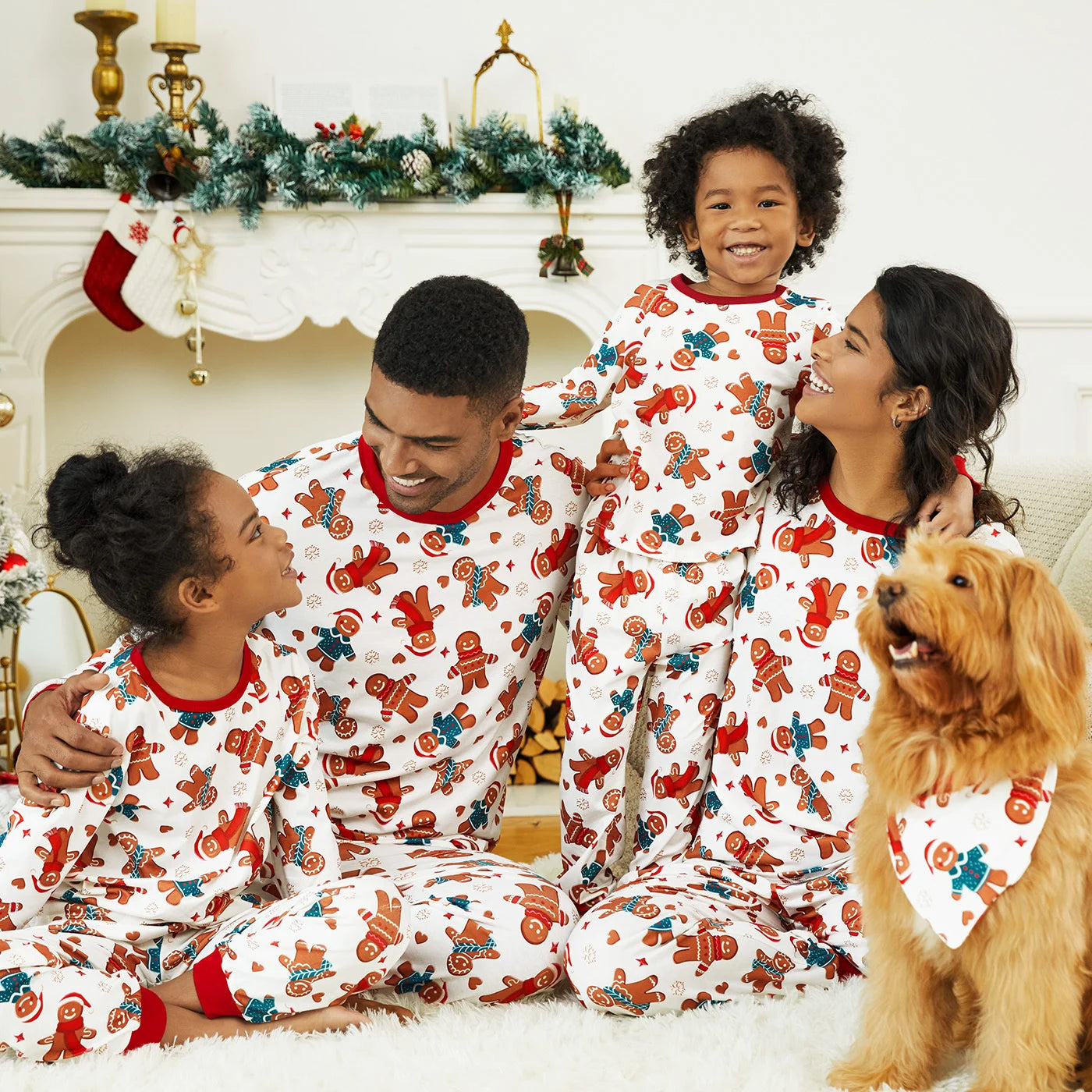 Family Matching Christmas Pajamas Set – Gingerbread Man Allover Print