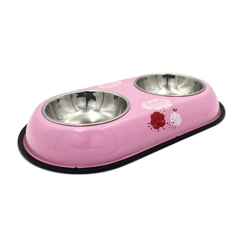 Double Stainless Steel Bowls for Dogs & Cats