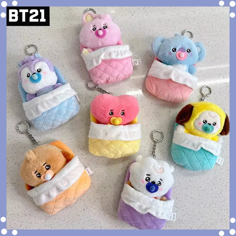 Bt21 13cm Cooky Chimmy Mini Sleeping Bag Plush Keychain