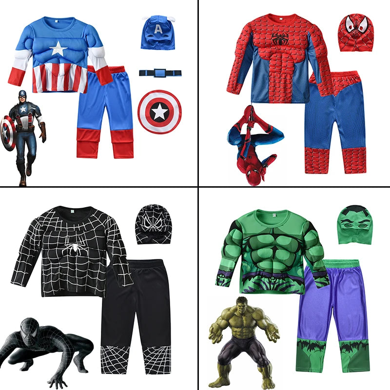 Kids Marvel Hero Hulk Captain America Spiderman Muscle Suit