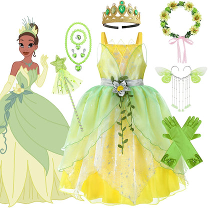 Girls Princess Tiana Cosplay Dress