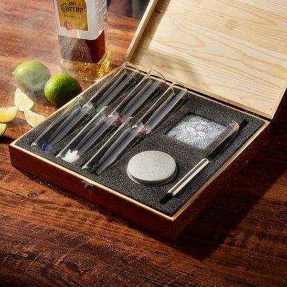 Tequila Gift Box Set – Six Agave Shot Glasses with Salt & Skull Coaster