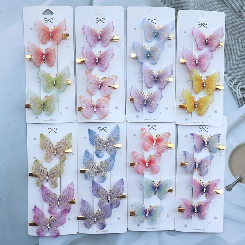 4 pcs Colorful Butterfly Hairpins – Sweet Hair Clips & Barrettes for Girls