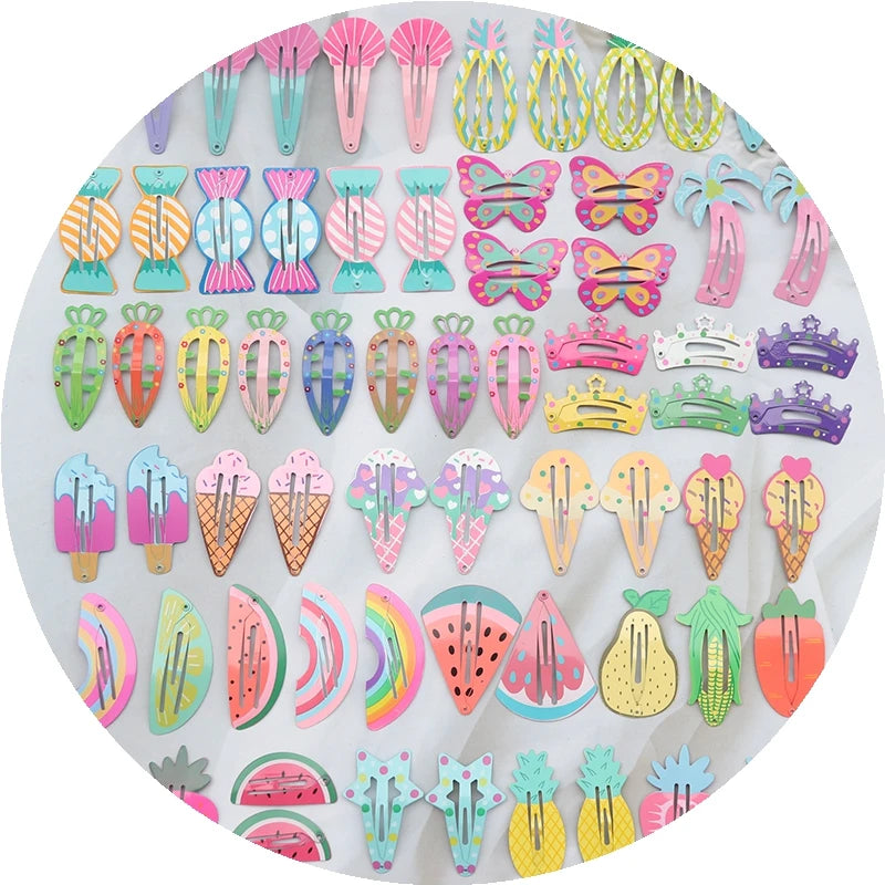 No Slip Metal Snap Hair Clips | Candy Color Cartoon Design for Girls