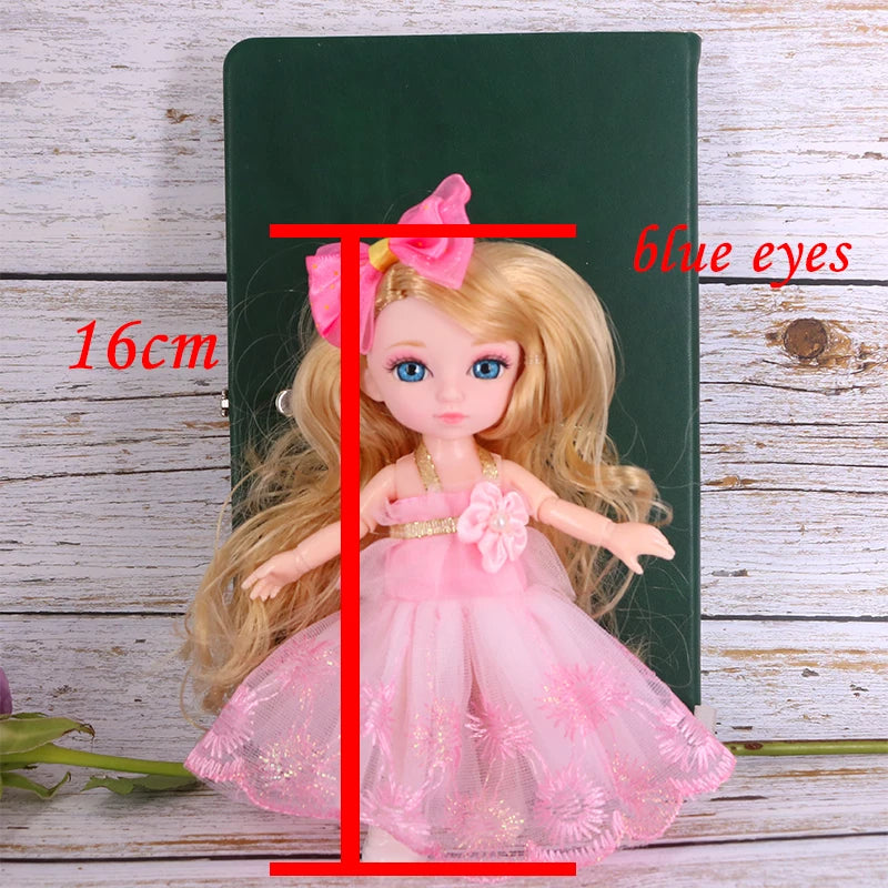 16cm Blue-Eyed BJD Doll with Outfit