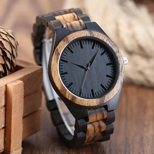 Personalized Luxury Wood Quartz Chronograph Wrist Watch for Men