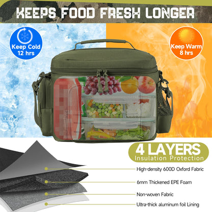 Tactical Lunch Box for Men – Heavy Duty Insulated Cooler Bag for Outdoor Work, Camping, & Picnics