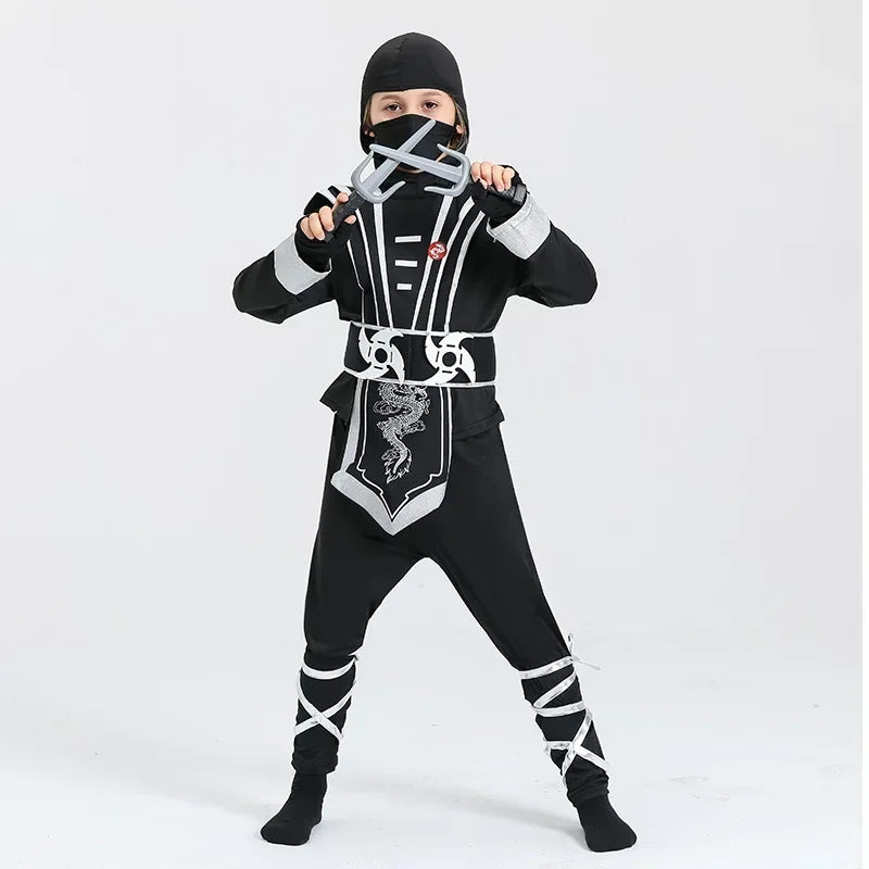 Kids Ninja Cosplay Costume with Props Set for Halloween Party