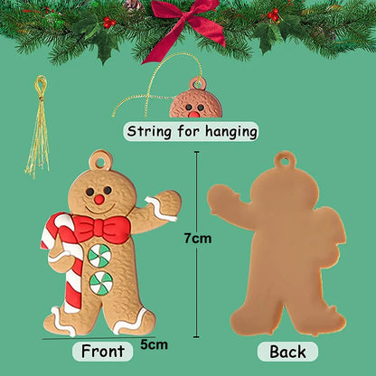 12 pcs Assorted Gingerbread Man Ornaments for Christmas Tree Decorations