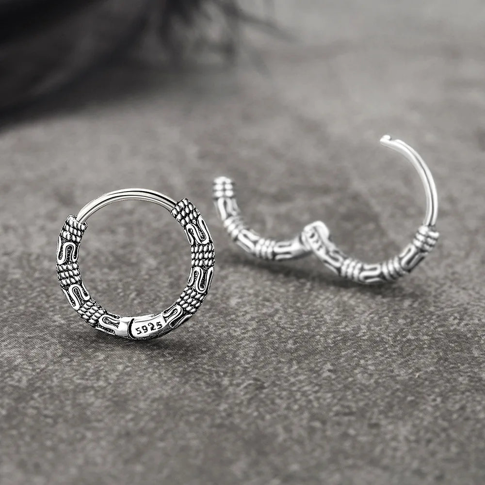 Vintage 925 Sterling Silver Hoop Earrings