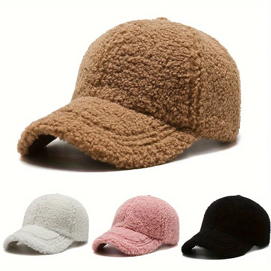 Solid Artificial Lamb Wool Baseball Cap