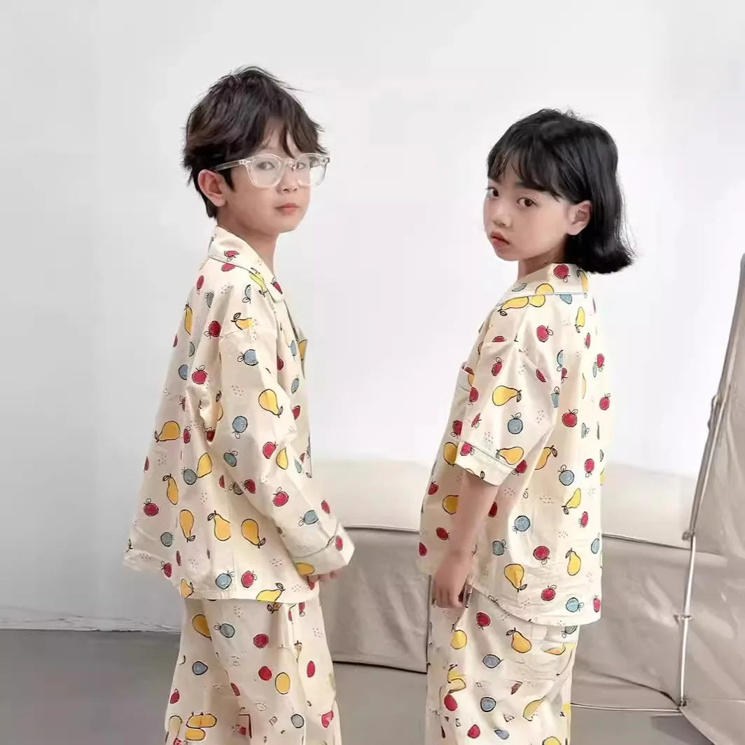 Autumn Kids Pajamas - Cartoon 2-Piece Sleepwear Set