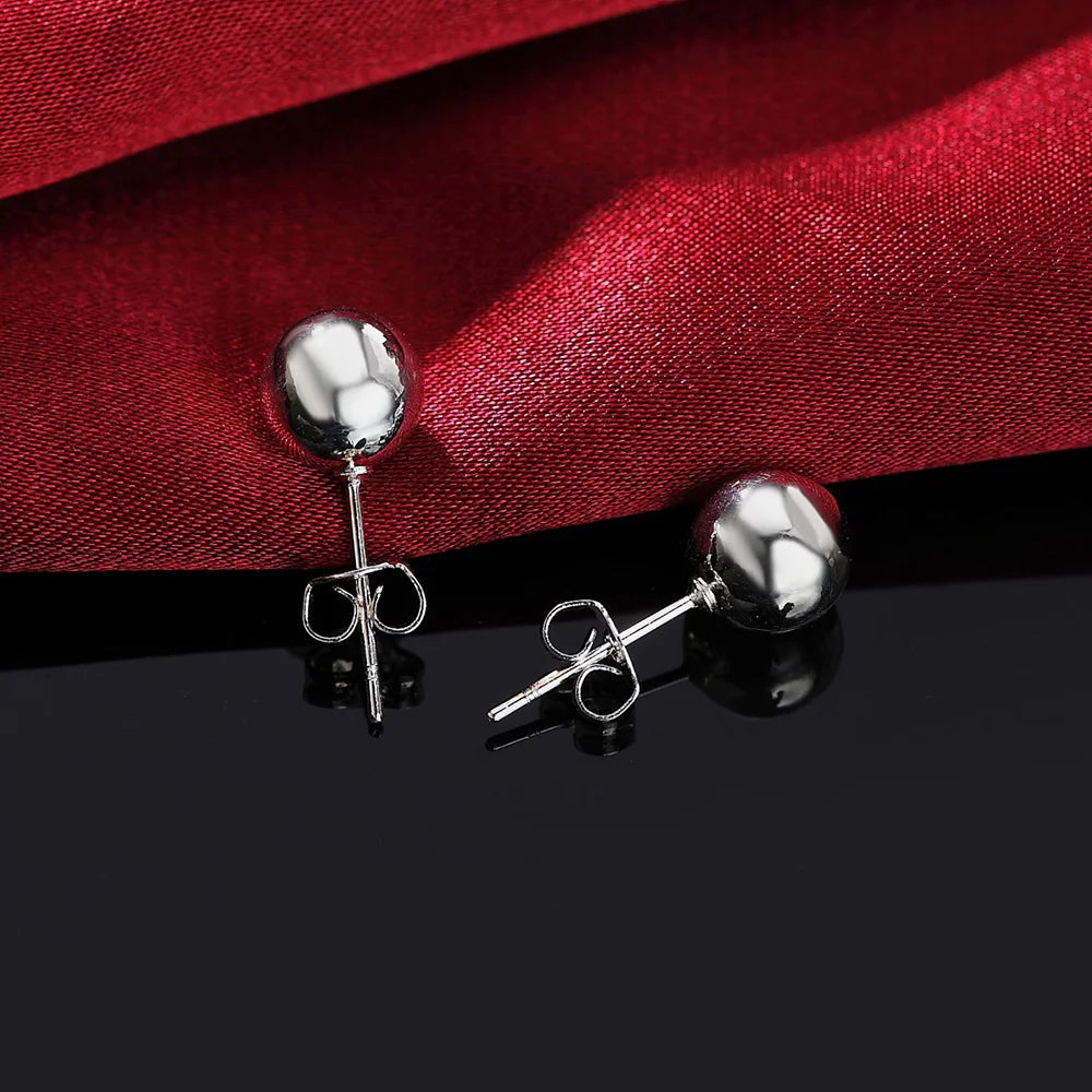 925 Sterling Silver 8mm & 10mm Bead Stud Earrings