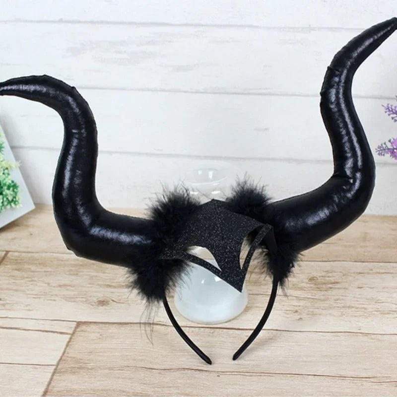 Women’s Halloween Demon Horn Headband Cosplay Witch Evil Queen Accessory