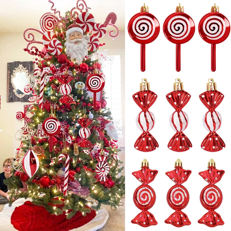 6pcs Christmas Lollipop & Candy Cane Ornaments