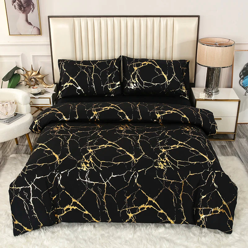 Golden Green Tropical Bed Cover Set | Vibrant Cartoon Bedding for All Sizes