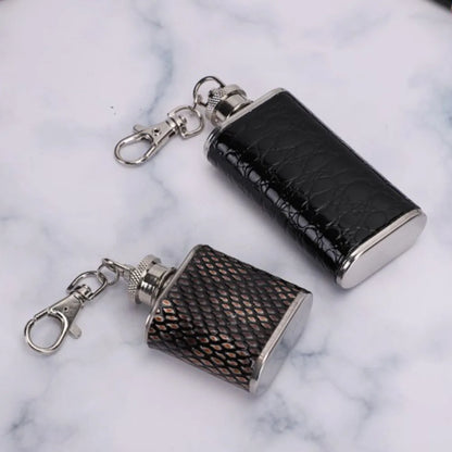 1/2 Oz Stainless Steel Hip Flask with Keychain