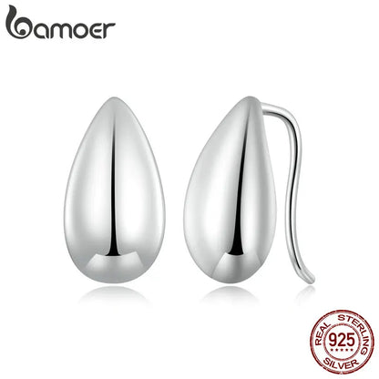 925 Sterling Silver Glossy Waterdrop Earrings for Women