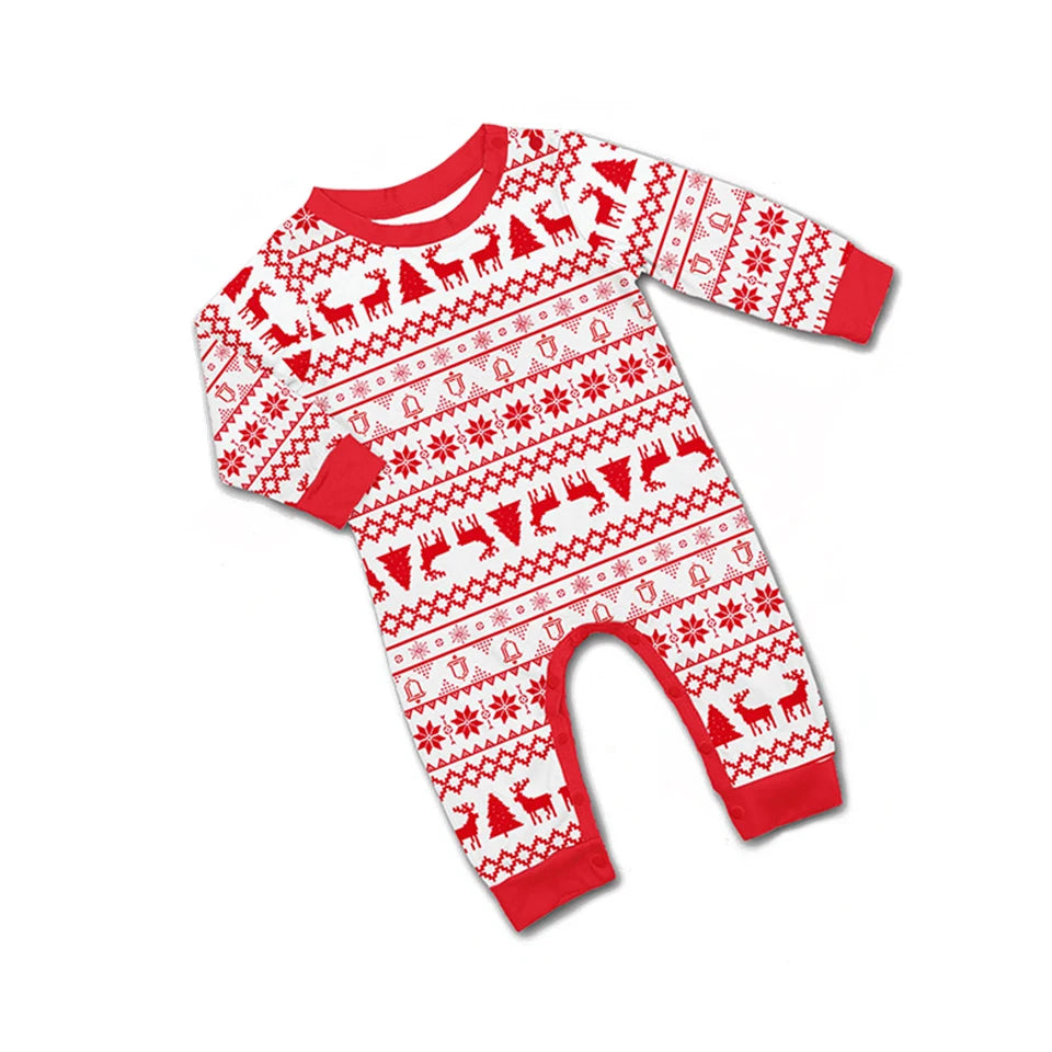 Cotton Retro Print Christmas Family Matching Pajamas Set