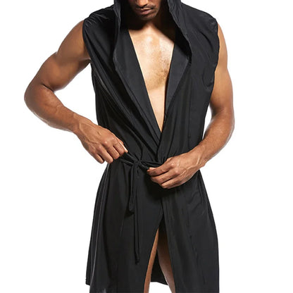 Men's Sleeveless Silk Bathrobe