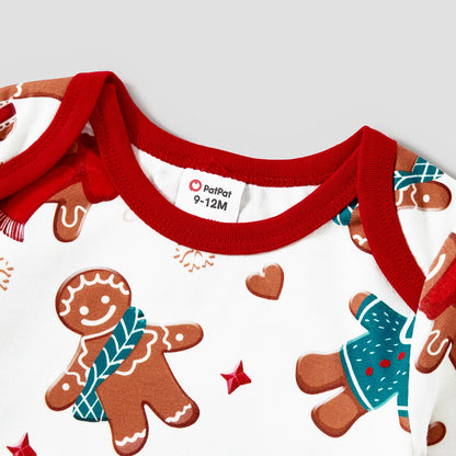 Family Matching Christmas Pajamas Set – Gingerbread Man Allover Print