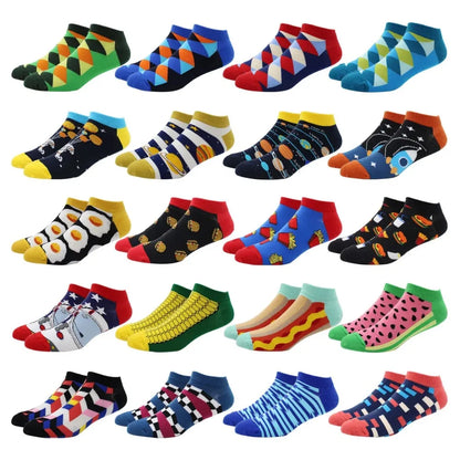 5 Pairs Colorful Novelty Ankle Socks for Men – Fun & Casual