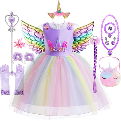 Kids Unicorn Dress | Flower Ball Gown