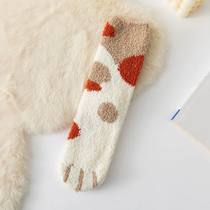 Fluffy Winter Tiger Cat Paw Sock