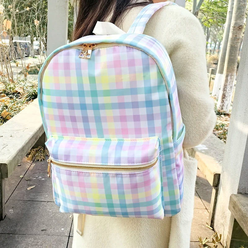 New Design Plaid Preppy Backpack | Teen Girls' Back-to-School & Travel Bag