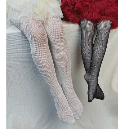 Hollow Lace Rhinestone Glitter Pantyhose for Children Series 2