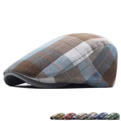 Cotton Striped Print Newsboy Cap