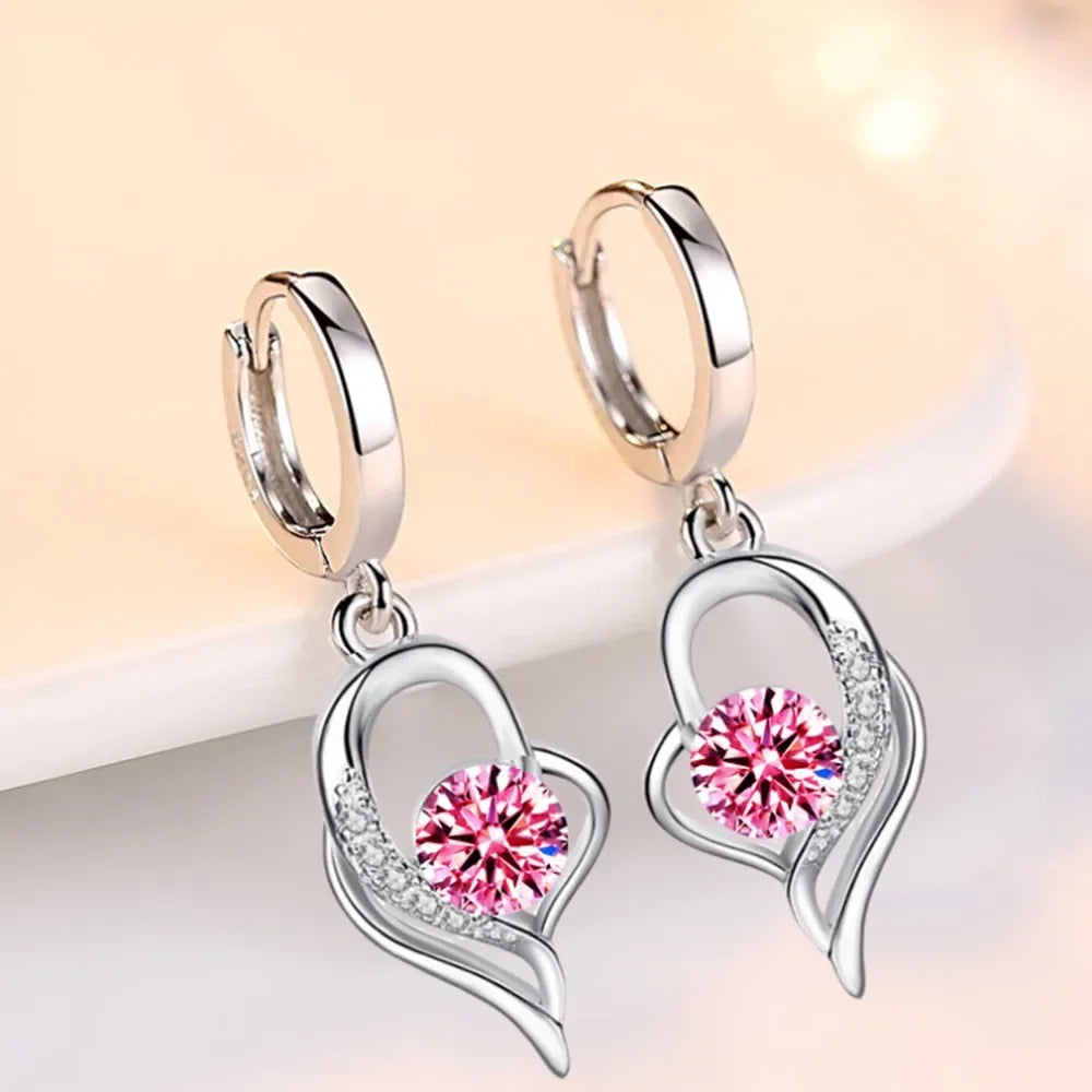 925 Sterling Silver Crystal Zircon Fashion Earrings for Women