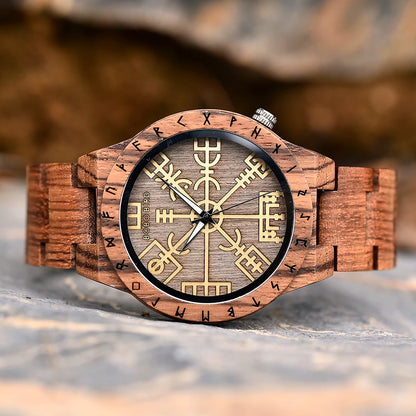 Viking Men's Wooden Watch – Vintage Design