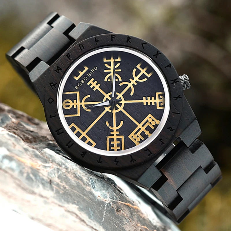 Viking Men's Wooden Watch – Vintage Design