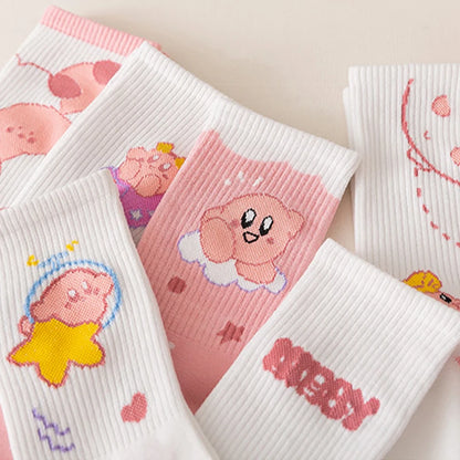 7 Pairs of Cute Pink Girls' Mid Length Socks