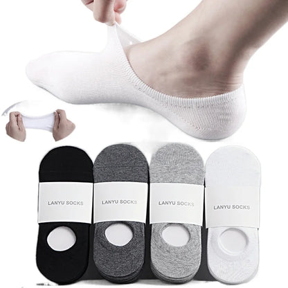 5 Pairs Fashion Men's Boat Socks - Non-slip Cotton