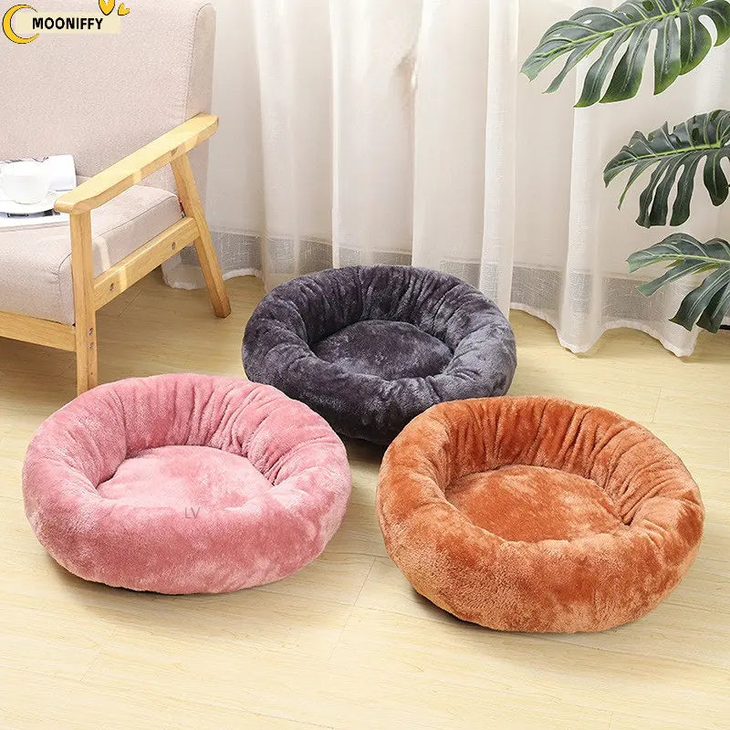 Washable Plush Dog Bed - Winter Warm Round Pet Cushion