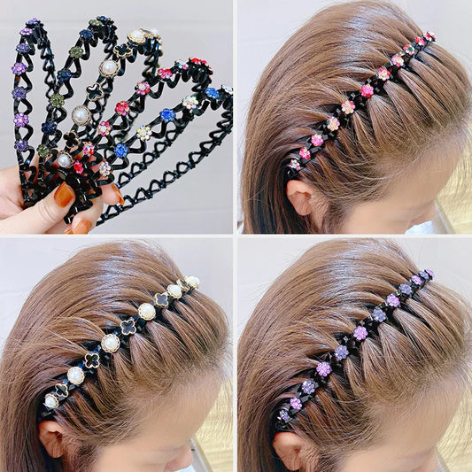 Fashion Pearl Non-Slip Hairbands | Elastic Flower Hair Hoop for Women