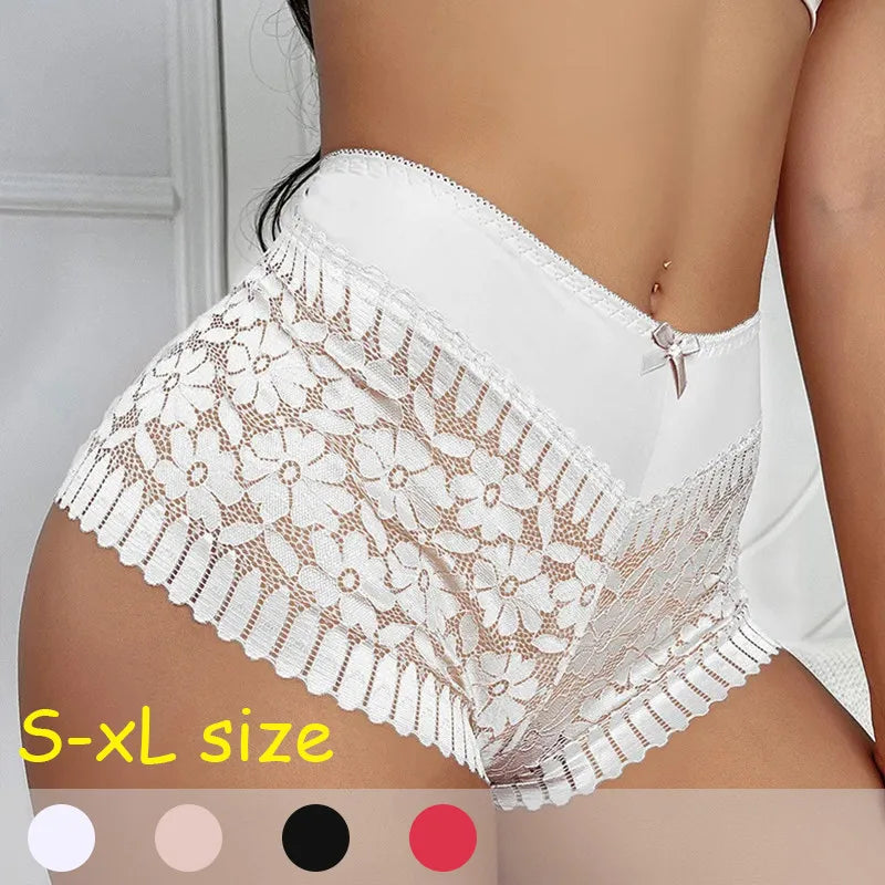 Hollow Print Soft Briefs Sexy Tight High Waisted Lingerie