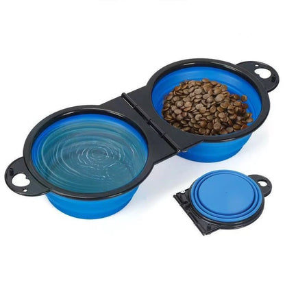 Foldable Portable Dog Bowl | 2-in-1 Silicone Food & Water Container