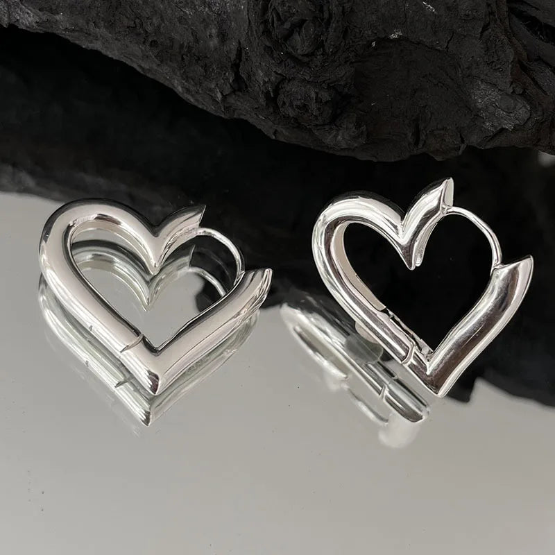 925 Sterling Silver Vintage Heart Earrings