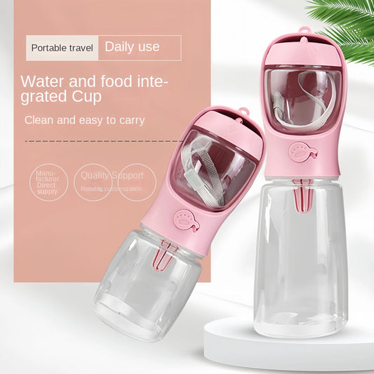 2-in-1 Portable Dog & Cat Water Bottle | Food & Water Container for Travel