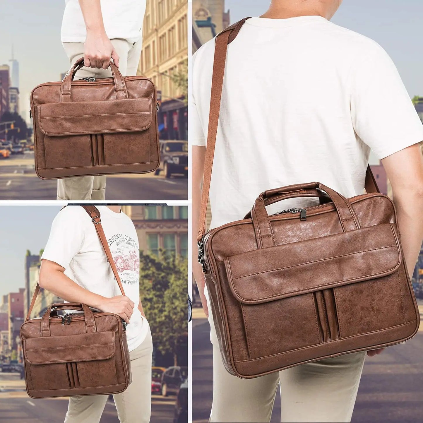 Large Capacity Briefcase for Men | Retro Classical Leather