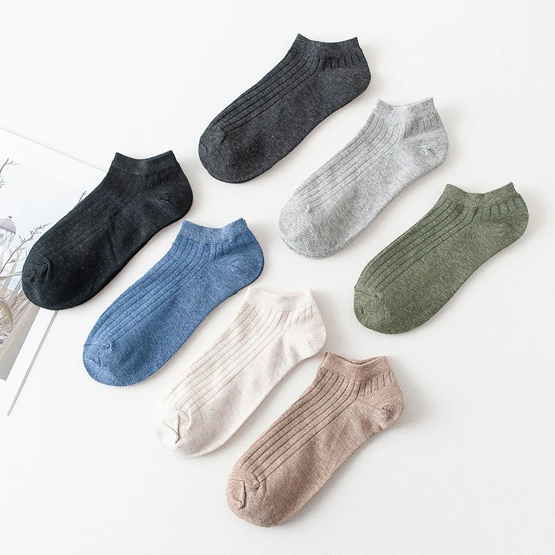 5 Pairs Casual Cotton Short Striped Socks Series 1