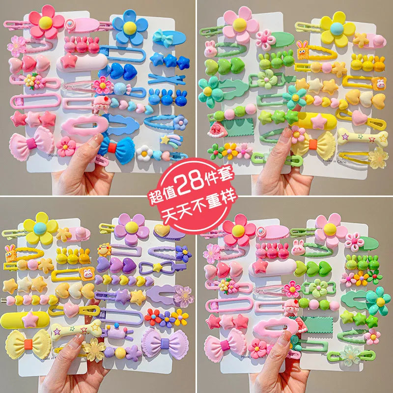 Candy Color Bowknot Hair Clips Set | Cartoon Flower Hair Accessories for Girls