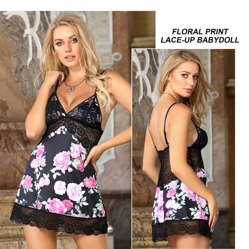 Floral Print Plus Size Nightgown for Women