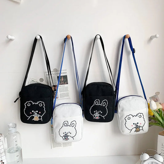 Cute Bear & Rabbit Print Crossbody Bag