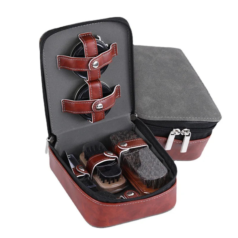 Leather Shoe Care Cleaning Set with Horse Hair Brush