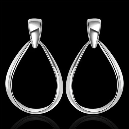 925 Sterling Silver 36MM Oval Water Drop Earrings for Women